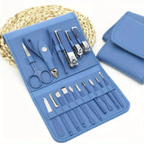 Professional 16-Piece Manicure & Pedicure Set with Travel Case - Nail Clippers & Cuticle Tools