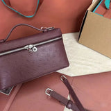Premium Cowhide Ostrich Leather Crossbody Bag – Multi-Functional & Stylish