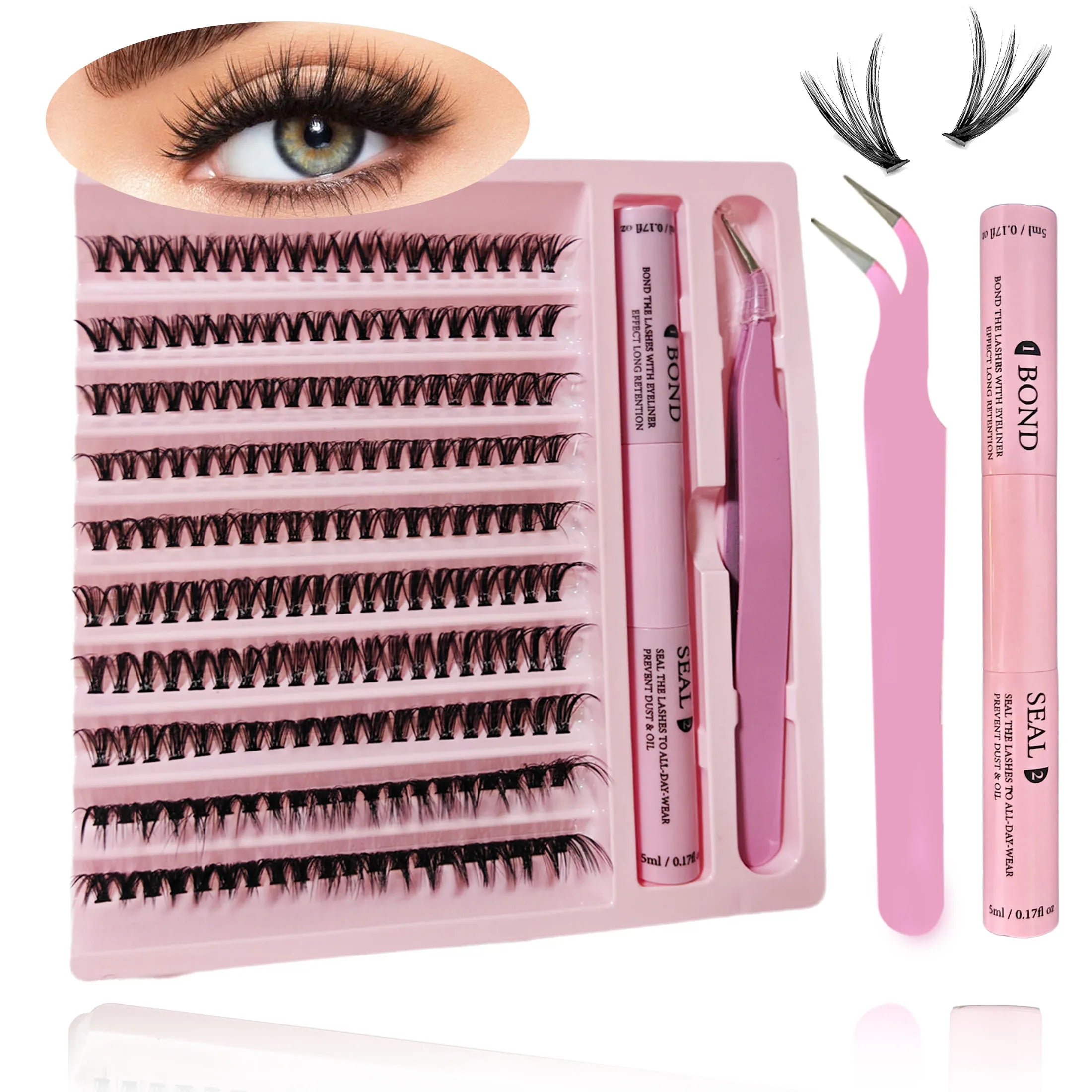 DIY Lash Extension Kit with 200 Natural Cluster Lashes