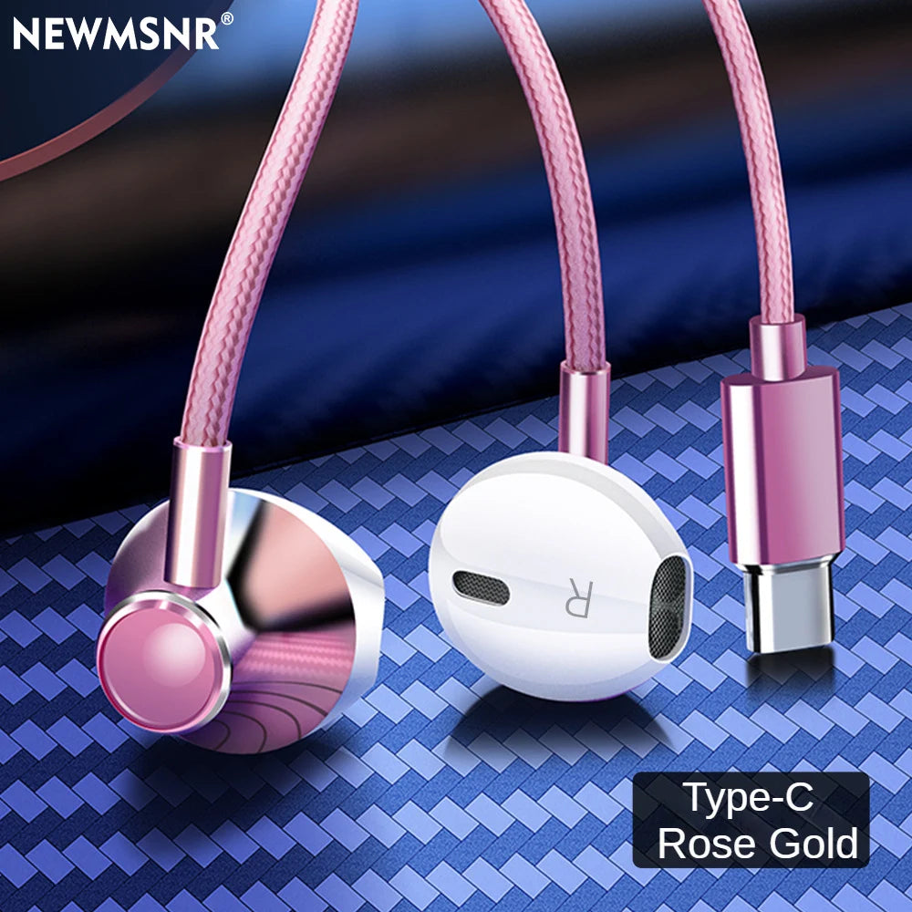 Auriculares intrauditivos con cable de 3,5 mm y tipo C con estéreo de alta fidelidad, reducción de ruido y micrófono integrado