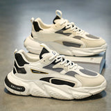 Men's Thick Sole Mesh Sneakers with Breathable Lace-Up Design