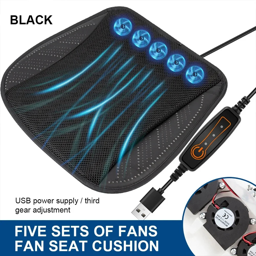 Universal Car Seat Cooler with USB Fan – 3-Speed Ventilated Cooling Cushion for Summer