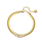 Pulsera de acero inoxidable con dijes de moda para mujer: diseño de plantas con cierre de pinza de langosta