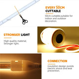 COB LED Strip Light, Dimmable Waterproof Neon Tape for Kitchen, Cabinet & Outdoor Lighting