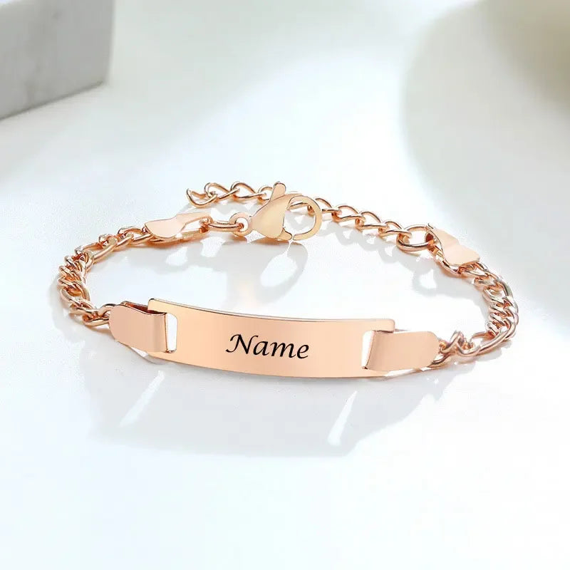 Customizable Stainless Steel Charm Bracelet - Personalized Name Bracelet for Men and Women