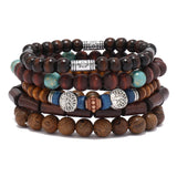 Adjustable Natural Wood Beaded Bracelet – Casual & Sporty Style for Women