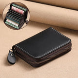 Men’s Split Leather Wallet – Stylish Short Card Holder with Zipper & Multi-Slot Design