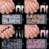 120 uñas postizas cuadradas medianas | Puntas de uñas francesas acrílicas de cobertura total