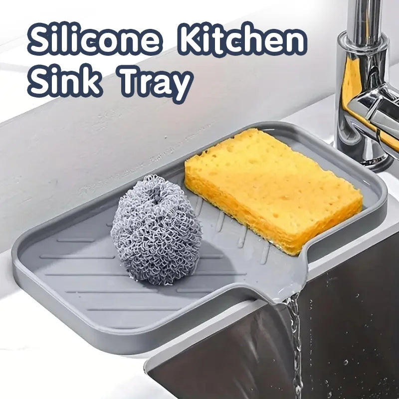 Alfombrilla de silicona para grifos: bandeja para fregadero de cocina y almohadilla para secar jabón y esponjas