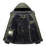 Men’s Fleece-Lined Winter Jacket with Detachable Hood – Patchwork Outdoor Coat