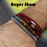 Men’s Adjustable Rope Charm Bracelet – Trendy Milan Alloy Geometric Design