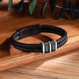 Personalized Name Leather Bracelet for Men – Magnetic Clasp Custom Wristband