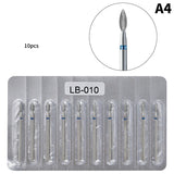 10-Piece Diamond Nail Drill Bit Set for Manicure & Pedicure – Professional Quality for Acrylic & Gel Nails