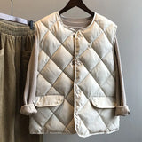 Women’s Cotton Padded Vest – Lightweight Casual Outerwear with Pockets for Autumn & Winter