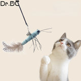 Interactive Feather Teaser Wand for Cats – Fun Toy with Bell, Wool & Dragonfly Head