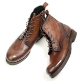Men’s Lace-Up Leather Boots – Comfortable, Waterproof Platform Ankle Boots for Spring & Autumn
