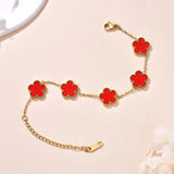 Trendy Stainless Steel Plant Charm Bracelet for Women