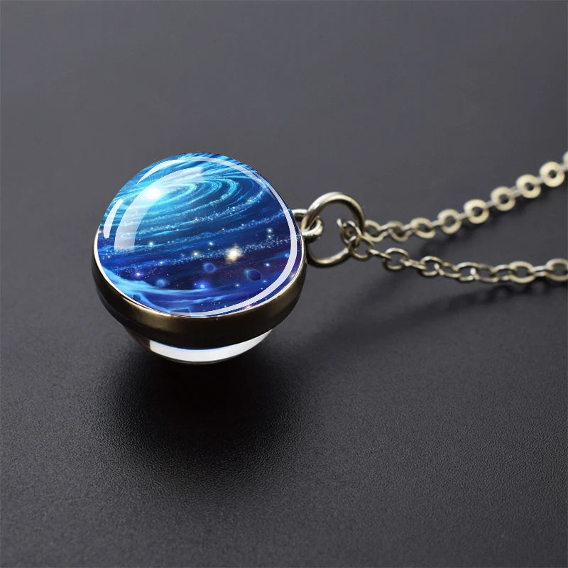 Trendy Glass Ball Pendant Necklace – Unisex Zinc Alloy Chain Link Design