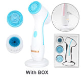 Electric Facial Cleansing Brush with Sonic Vibration & 3 Interchangeable Heads
