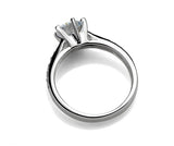 Anillo de compromiso de lujo de seis garras en plata de ley 925: elegante joyería con diamantes de imitación