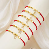 Pulsera moderna de acero inoxidable con dije de letra: cadena de cuerda de algodón ajustable para mujer