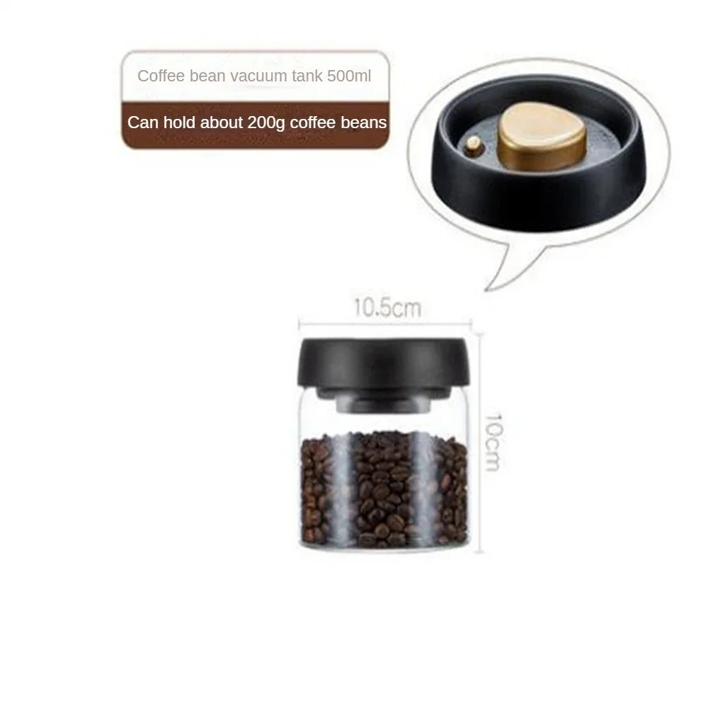 Recipiente hermético para café de vidrio sellado al vacío | Recipiente hermético para almacenar alimentos a prueba de humedad 