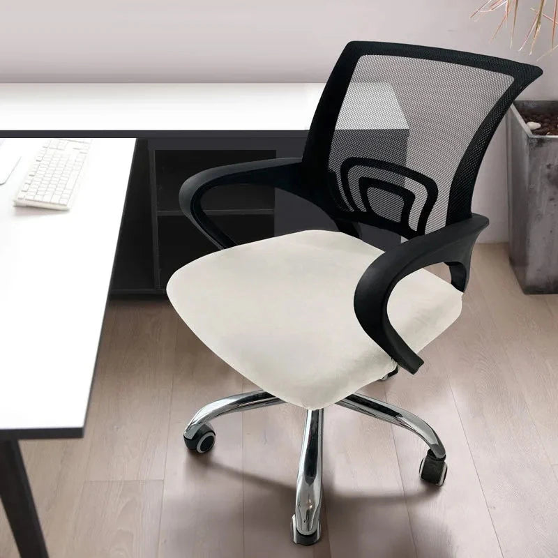 Funda de terciopelo de zorro plateado de lujo para silla giratoria: suave, elástica y protectora