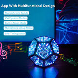 Infinity Dodecahedron LED Night Light - 3D Geometric Mirror Lamp with Color Changing Effects
