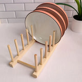 🔹 Soporte de madera multifuncional: organizador de tapas para platos, tazas y libros 🔹