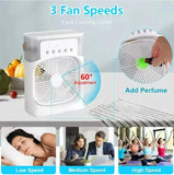 Portable USB Air Cooler Fan with Humidifier and 7-Color LED Lights