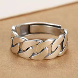 Adjustable Vintage Chain Ring – 925 Sterling Silver Open Ring for Women & Men