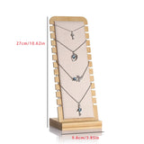 Expositor vertical de joyas de bambú: elegante organizador de cuero y madera para collares, anillos y pendientes