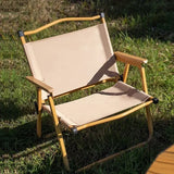 Foldable Carbon Steel Camping Chair with Oxford Fabric and Wooden Armrests