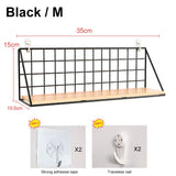 Wall-Mounted Shelf Organizer – Metal & Wood Storage Rack for Home & Office