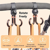 2 piezas de gancho para cochecito de bebé de cuero PU, organizador de carrito giratorio de 360 ​​grados, gancho para cochecito, accesorios para cochecito de ganchillo