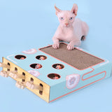 Interactive Wooden Mouse Hunting Toy for Cats with Scratch Board