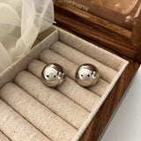 Punk Style Geometric Round Stud Earrings – Oversized Half Metal Ball Statement Earrings for Women