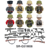 WW2 Military Building Blocks Set - Army Soldier & Motorcycle Model Kit