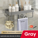 Estante de ducha de aluminio con toallero Estante de baño sin taladrar Soporte para jabón y champú Bandeja de ducha Organizador de baño