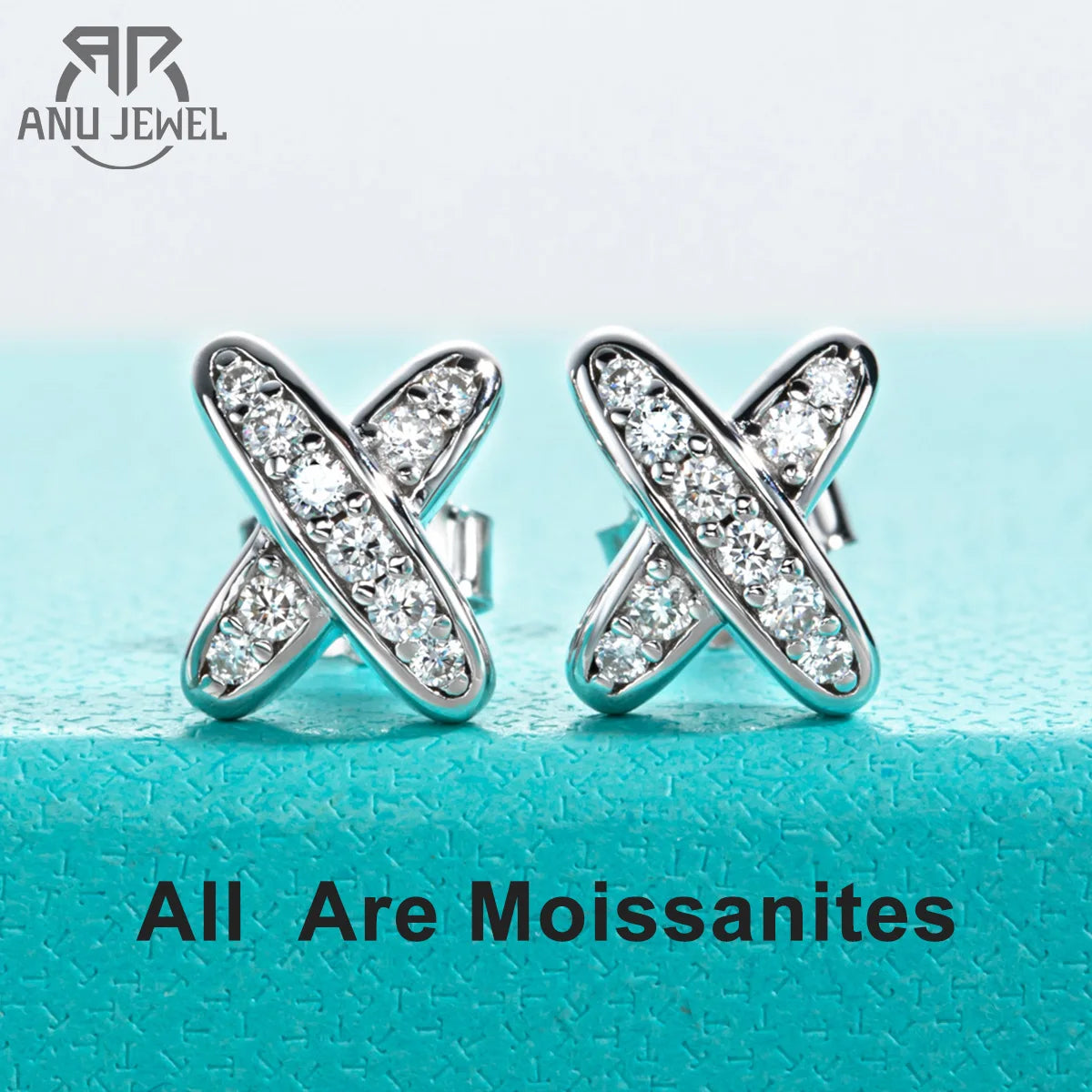 D Color Moissanite Stud Earrings – 925 Sterling Silver Cross Earrings with GRA Certificate