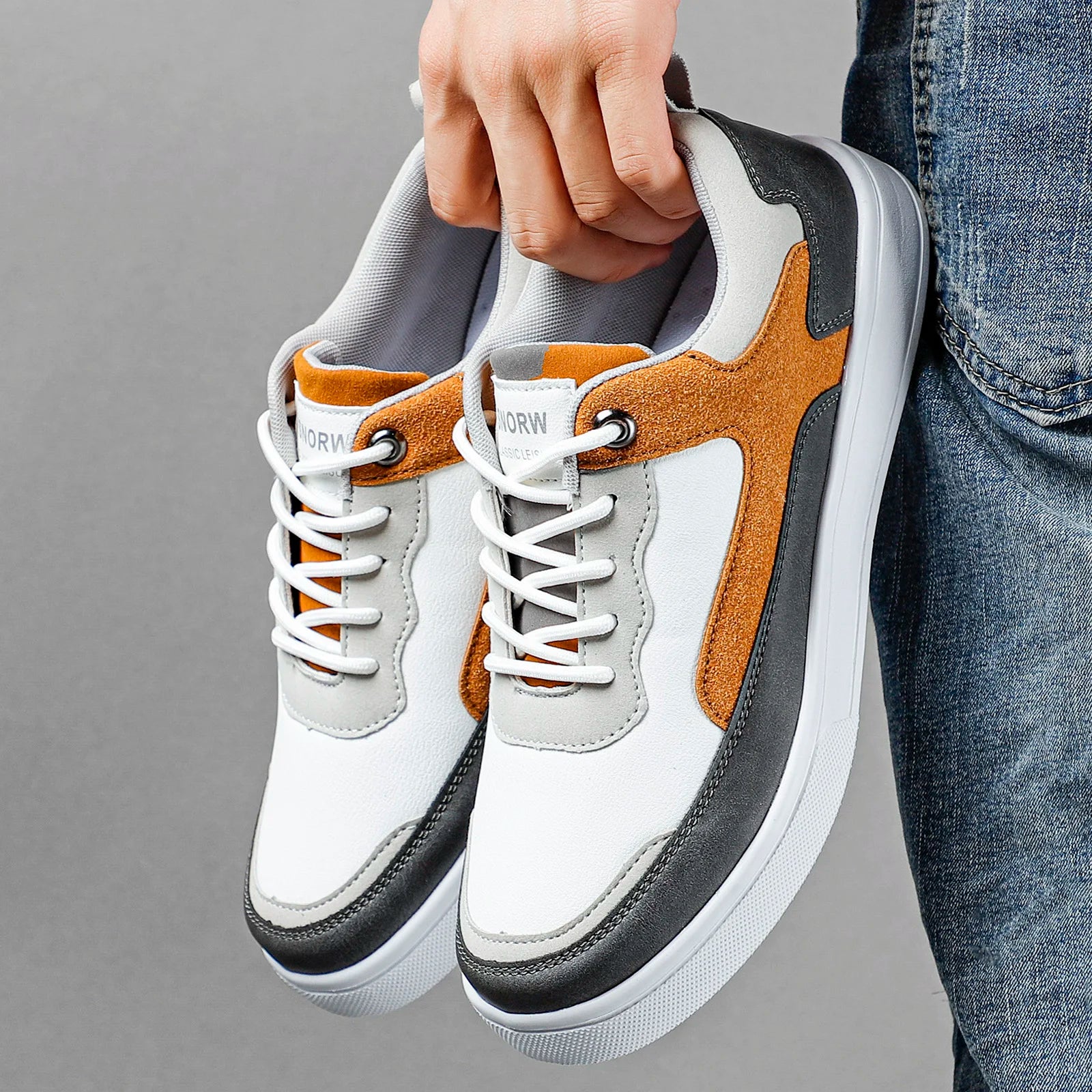 Men’s Lightweight Breathable Summer Sneakers – Lace-Up Artificial Leather Casual Shoes