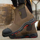 Men’s Nubuck Leather Safety Boots - Composite Toe No-Lace Work Boots