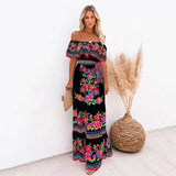 Women’s One-Shoulder Floral Print Swing Dress – Retro Summer A-Line Casual Dress