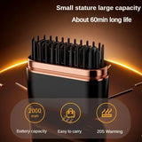 Wireless Hair Straightening Comb - 2000mAh Rechargeable Styler with 3 Heat Settings