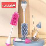 360° Rotating 3-in-1 Silicone Baby Bottle & Pacifier Cleaning Brush Set – BPA-Free, Soft & Durable