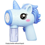 Unicorn Bubble Gun for Kids - Automatic Bubble Blower with LED Lights & 360° Leak-Proof Design