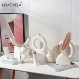Nordic Hollow Ceramic Vase – Modern Donut-Shaped Decor for Elegant Spaces