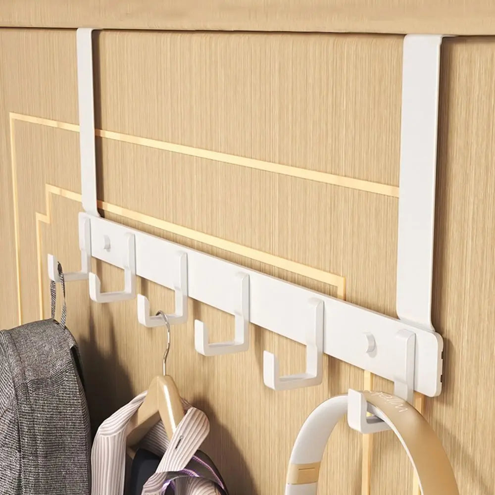 Perchero organizador de 6 ganchos para colgar sobre la puerta: percha para abrigos, sombreros, toallas, artículos de baño y cocina