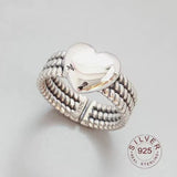 Adjustable Vintage Chain Ring – 925 Sterling Silver Open Ring for Women & Men