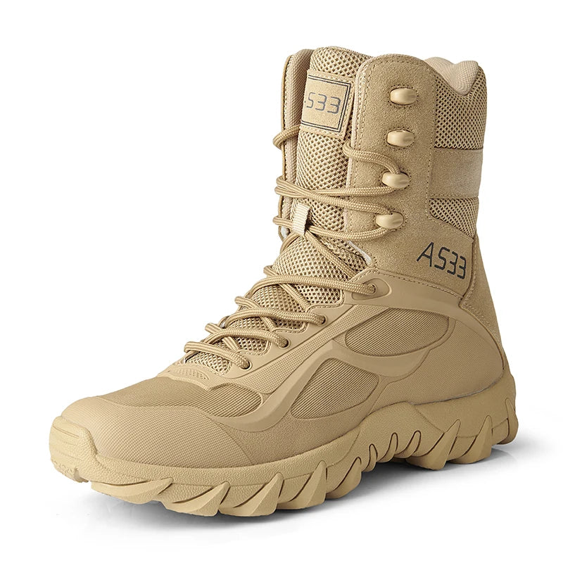 Men's Tactical Desert Combat Boots - Durable Leather Hiking & Work Boots
